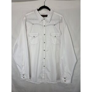 Liquid West‎ Mens Pearlsnap White Dress Shirt 3XL Black Piping Rockabilly Rodeo